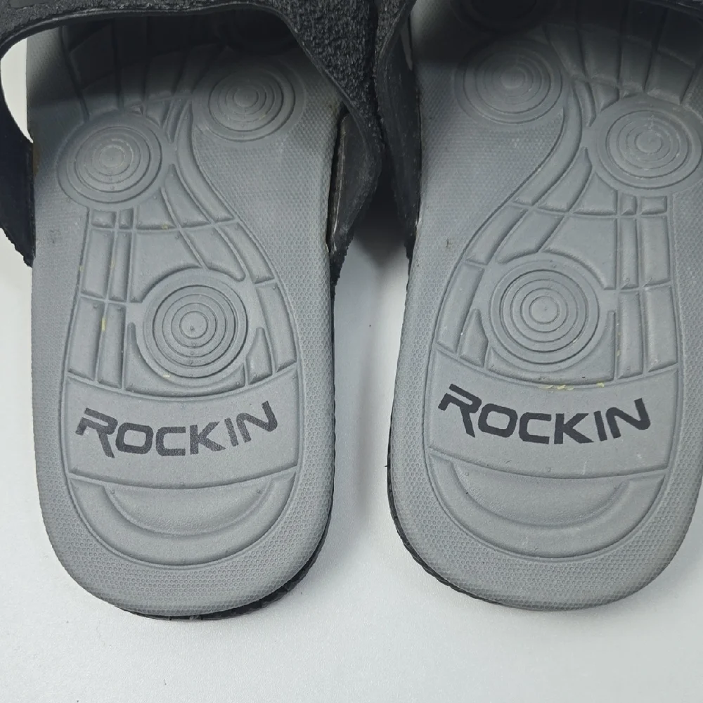 Rockin Black and Gray Slide Sandals